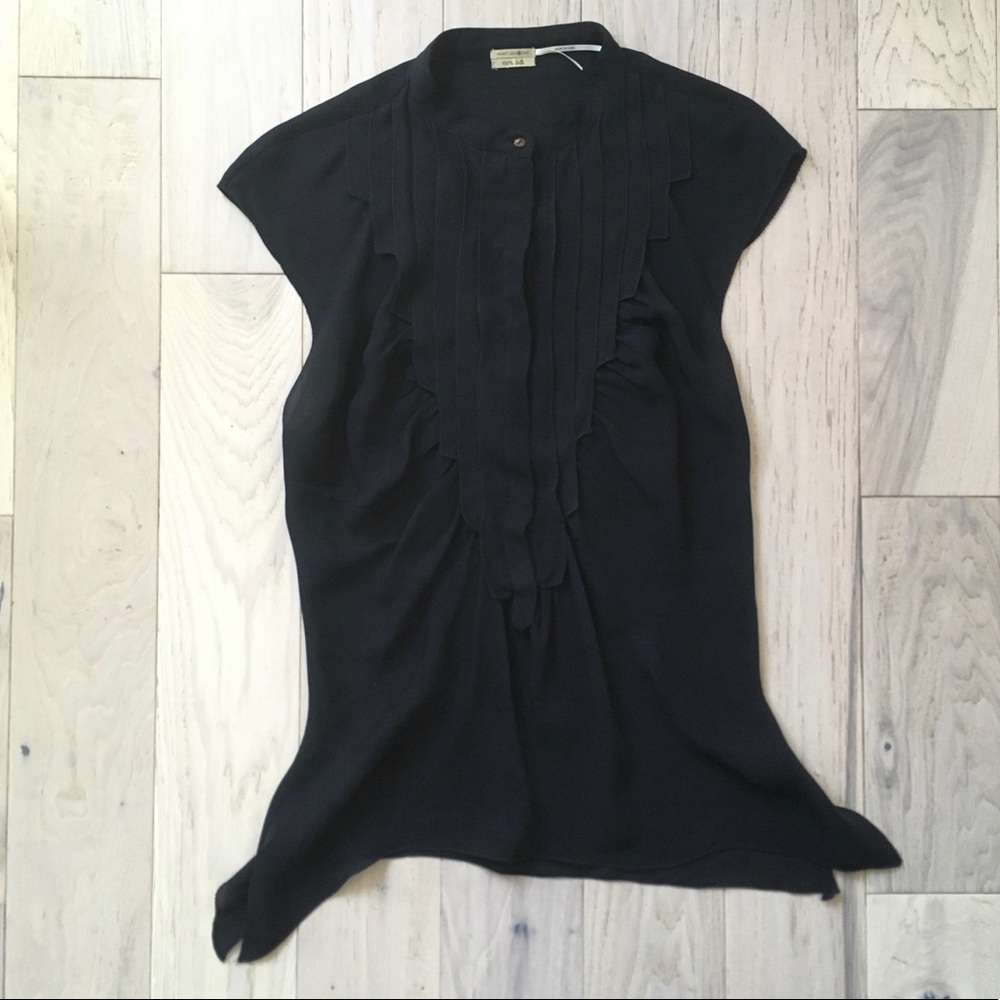 100% silk tank button up black